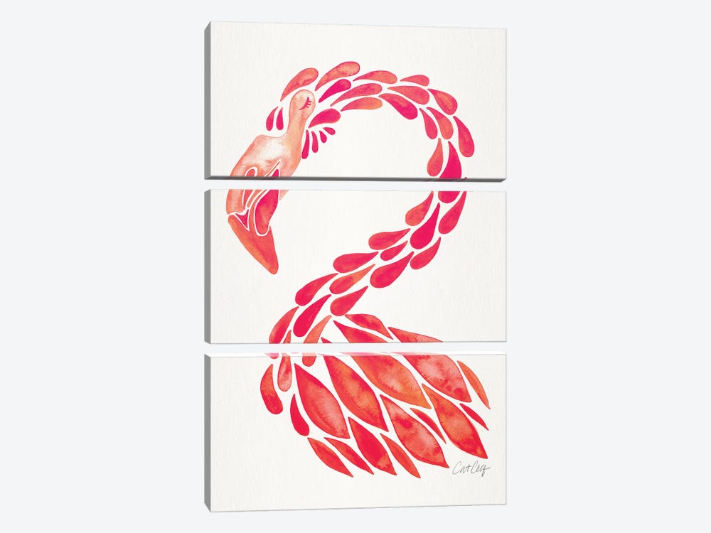 Pink - Miami Flamingo by Cat Coquillette 3-piece Canvas Print