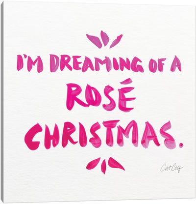 Pink - Rose Christmas Canvas Art Print - Cat Coquillette