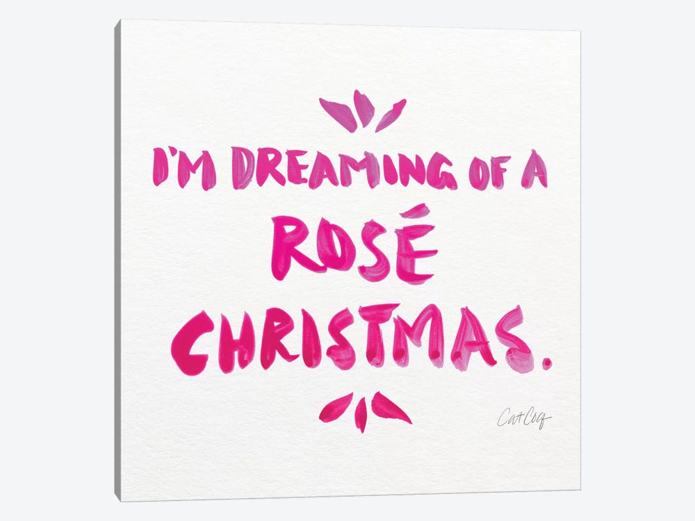 Pink - Rose Christmas by Cat Coquillette 1-piece Canvas Art Print