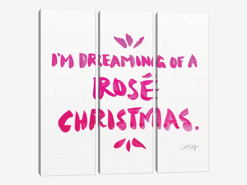 Pink - Rose Christmas by Cat Coquillette 3-piece Art Print