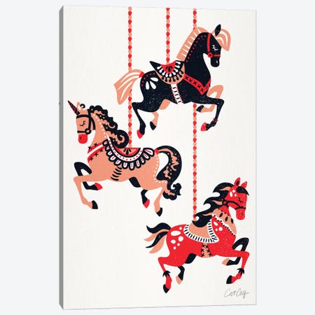 Red Black - Carousel Horses Canvas Print #CCE480} by Cat Coquillette Canvas Print