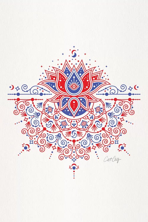 Red Blue - Lotus Blossom Mandala