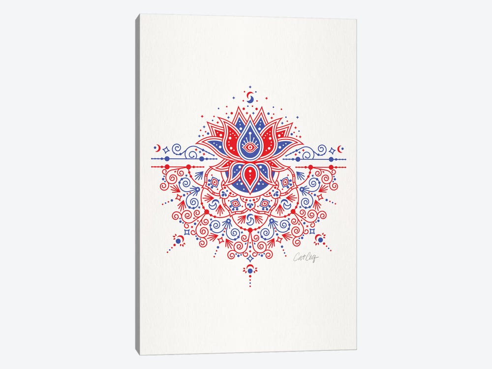 Red Blue - Lotus Blossom Mandala by Cat Coquillette 1-piece Canvas Art