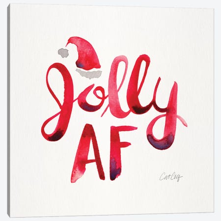 Red - Jolly AF Canvas Print #CCE482} by Cat Coquillette Canvas Art Print