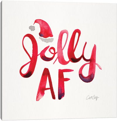 Red - Jolly AF Canvas Art Print - Naughty or Nice
