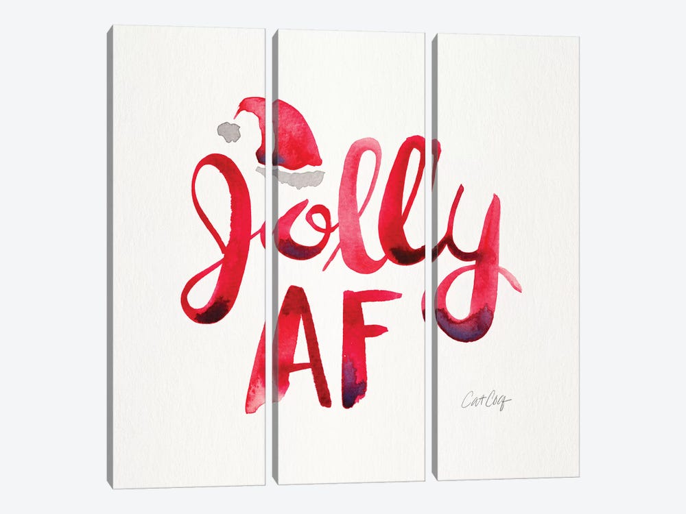 Red - Jolly AF by Cat Coquillette 3-piece Canvas Art Print