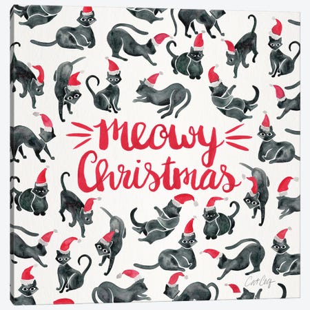 Red Type - Meowy Christmas Canvas Print #CCE483} by Cat Coquillette Canvas Art Print