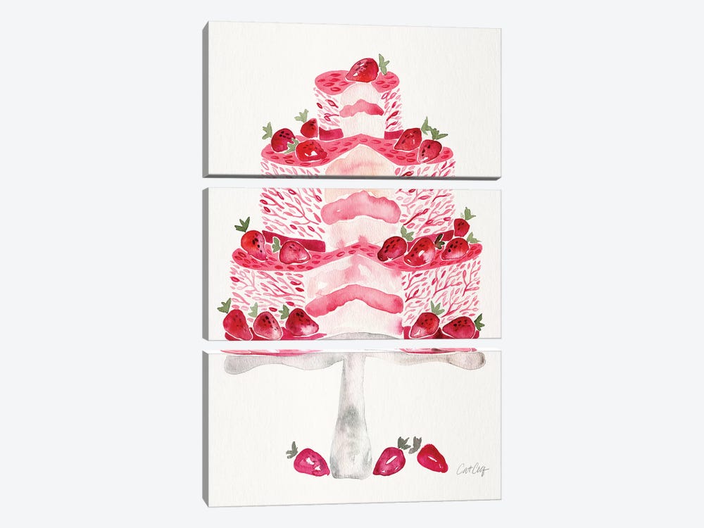 Strawberry Short Cake by Cat Coquillette 3-piece Canvas Print