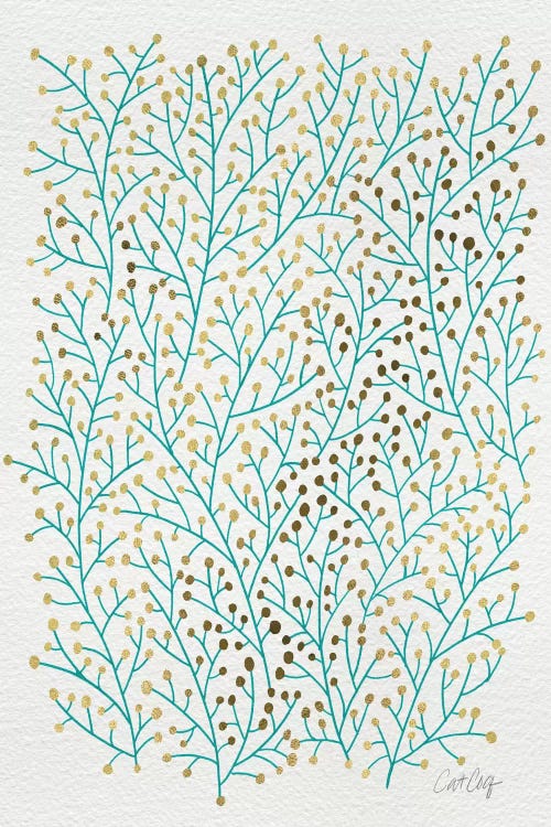 Berry Branches Gold Turquoise