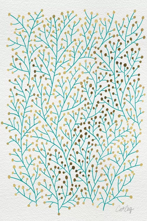 Berry Branches Gold Turquoise