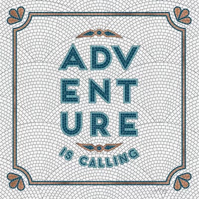 Teal White - Adventure Is Calling Mosaic by Cat Coquillette framed wall art