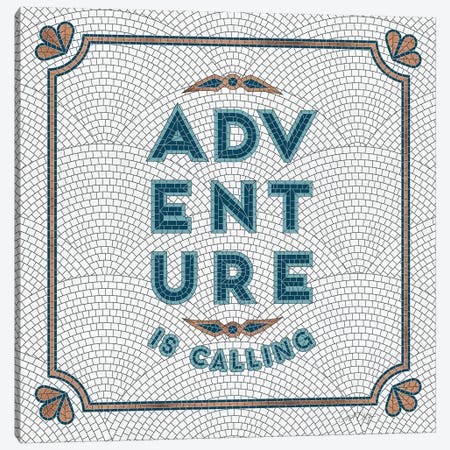 Teal White - Adventure Is Calling Mosaic Canvas Print #CCE490} by Cat Coquillette Canvas Art