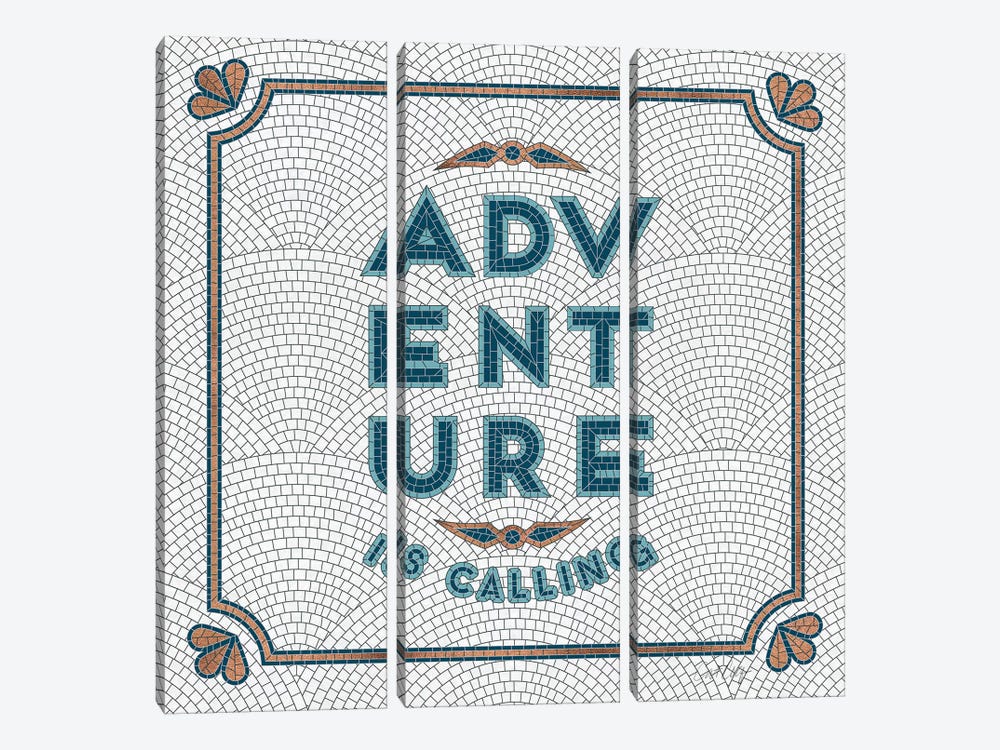 Teal White - Adventure Is Calling Mosaic by Cat Coquillette 3-piece Canvas Art