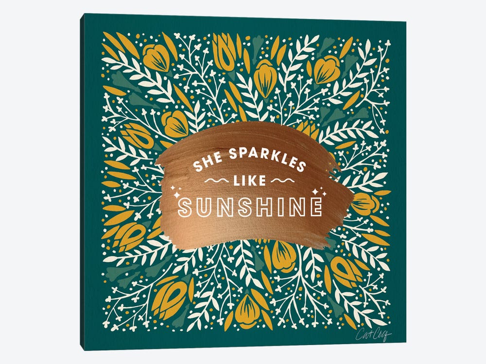 Teal Yellow - She Sparkles Like Sunshine by Cat Coquillette 1-piece Canvas Art Print