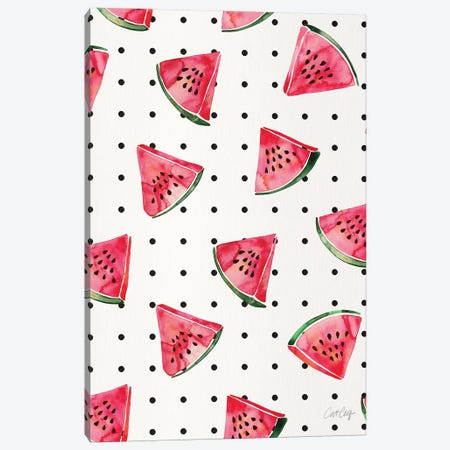 Watermelon Polka Dots Canvas Print #CCE492} by Cat Coquillette Canvas Art