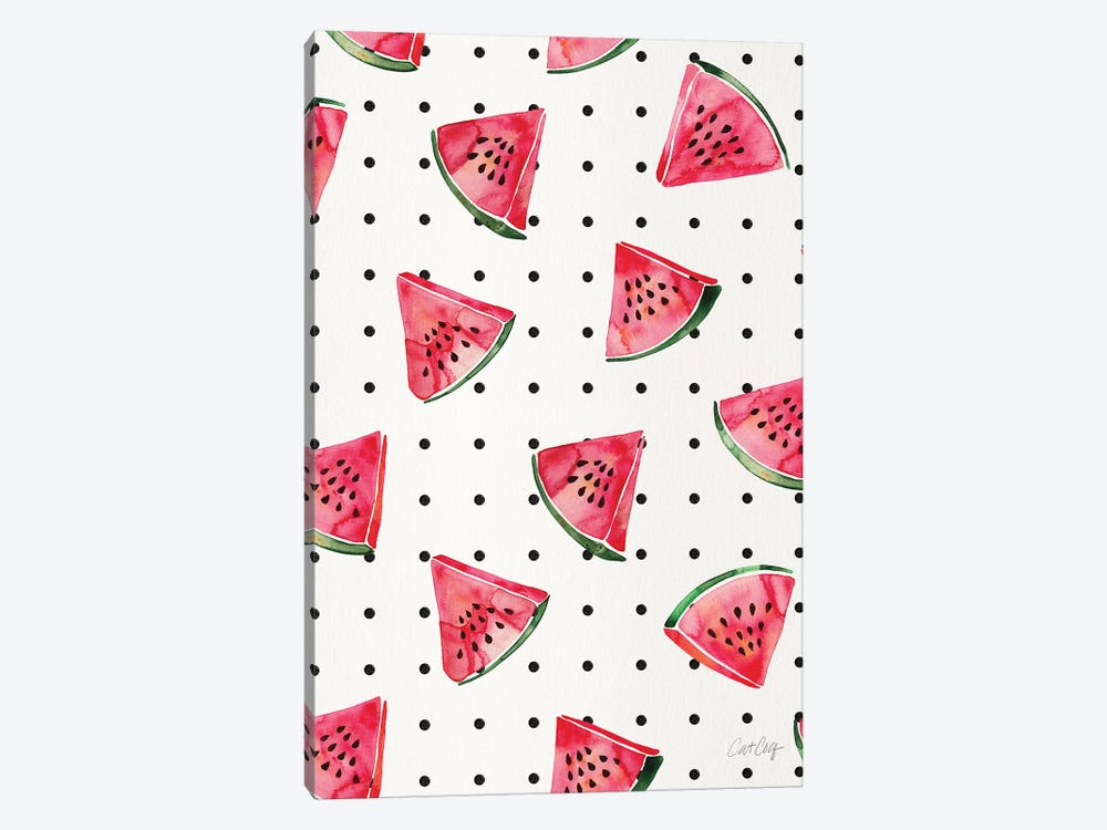 Watermelon Polka Dots by Cat Coquillette 1-piece Canvas Wall Art