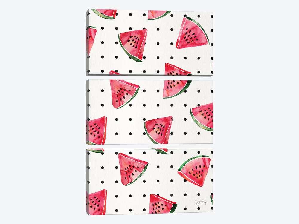 Watermelon Polka Dots by Cat Coquillette 3-piece Canvas Art