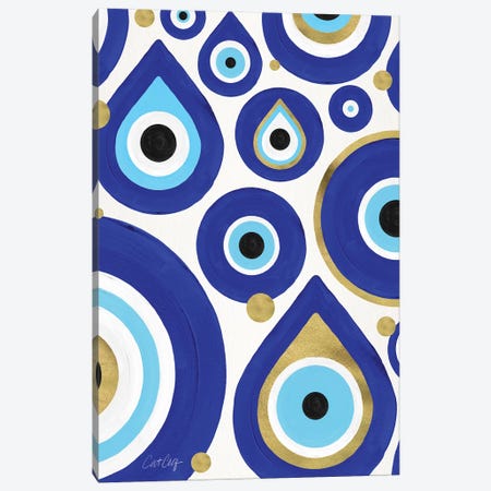 White - Evil Eye Charms Canvas Print #CCE493} by Cat Coquillette Canvas Artwork
