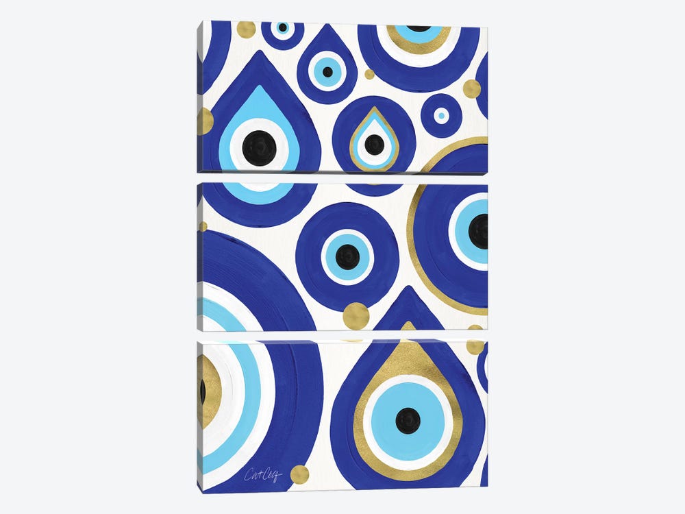 White - Evil Eye Charms by Cat Coquillette 3-piece Canvas Print