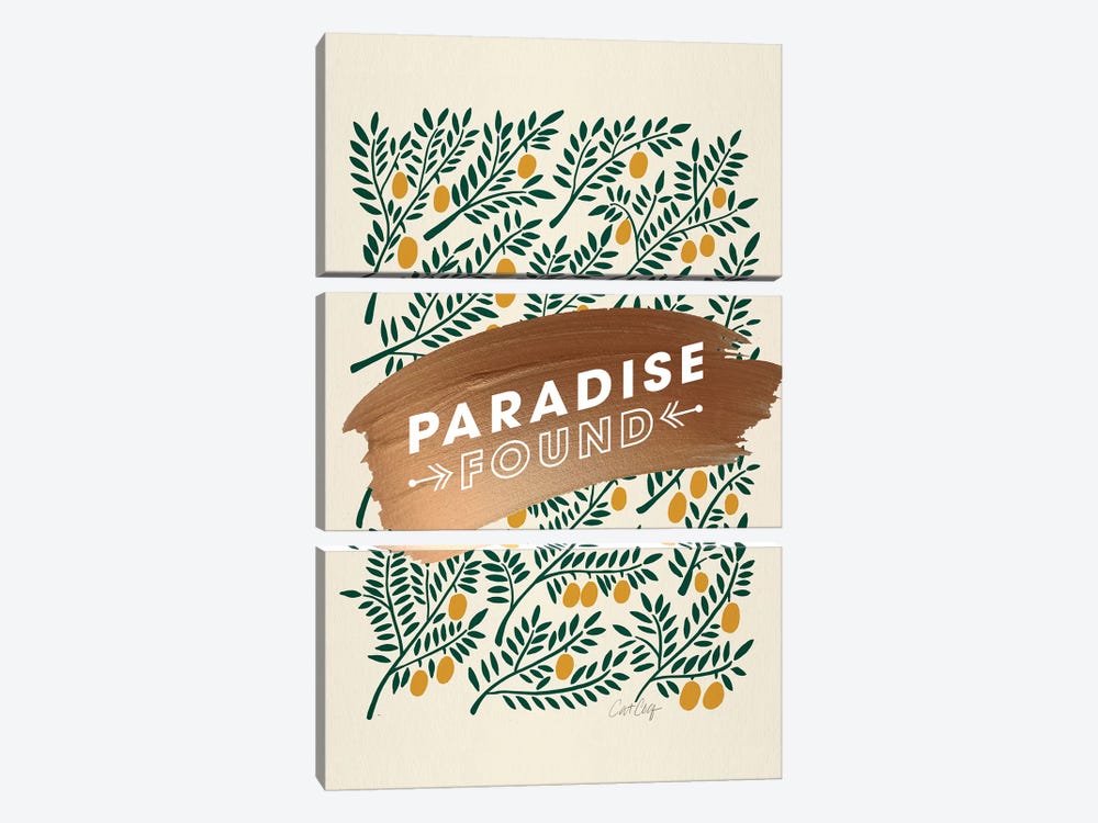Yellow - Paradise Found  by Cat Coquillette 3-piece Canvas Print