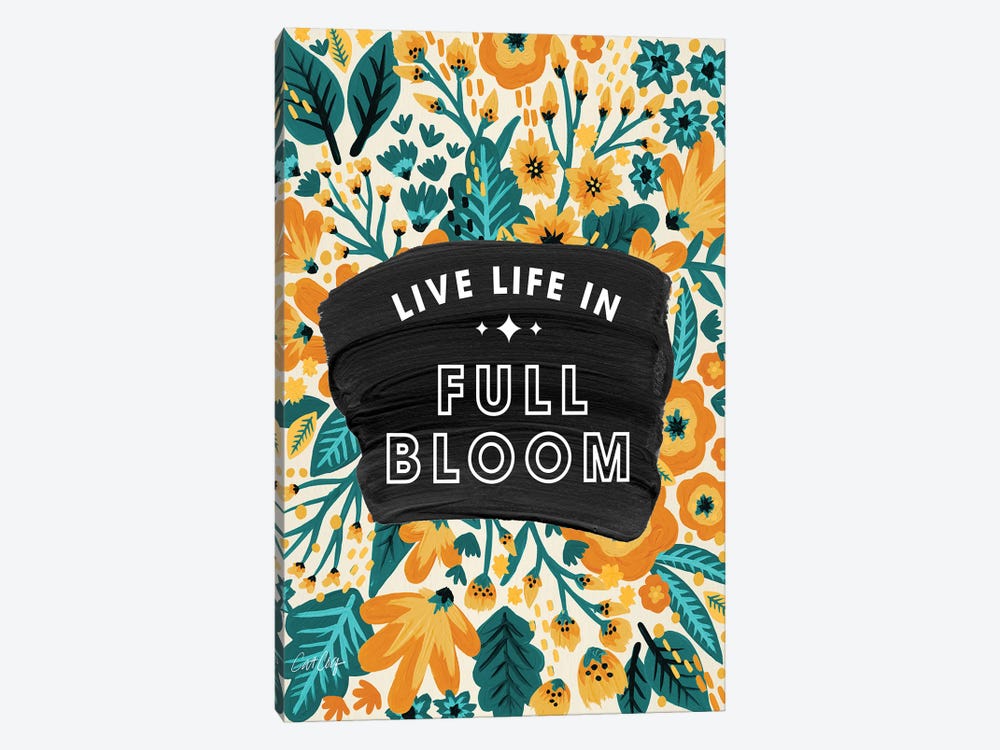 Yellow Teal - Live Life In Full Bloom by Cat Coquillette 1-piece Canvas Artwork