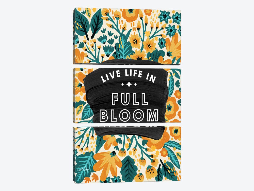 Yellow Teal - Live Life In Full Bloom by Cat Coquillette 3-piece Canvas Art
