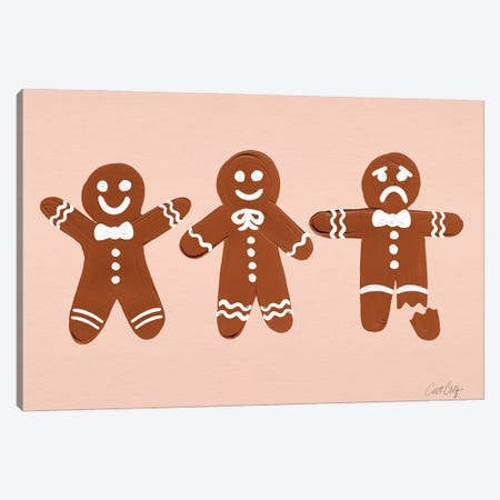 Ginger Bread Men Blush Canvas Print #CCE501} by Cat Coquillette Canvas Artwork