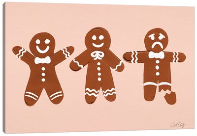 Ginger Bread Men Blush Canvas Art Print - Holiday Eats & Treats