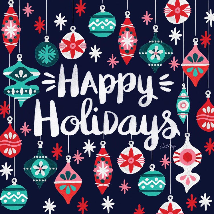 Happy Holidays Navy by Cat Coquillette wall art