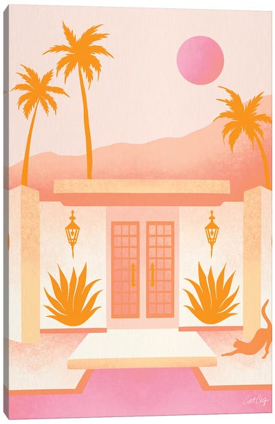 Palm Springs Home Tangerine Canvas Art Print - Palm Springs Art