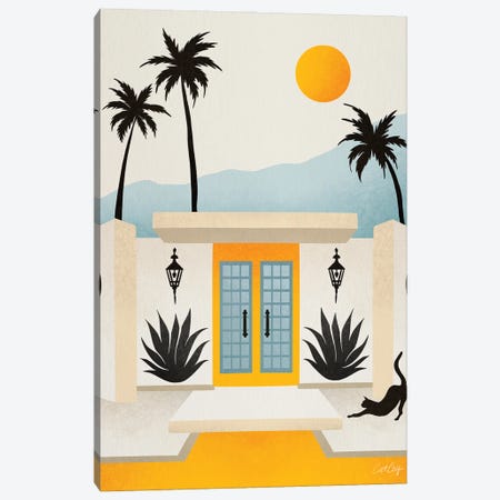 Palm Springs Home Yellow & Blue Canvas Print #CCE506} by Cat Coquillette Canvas Art Print
