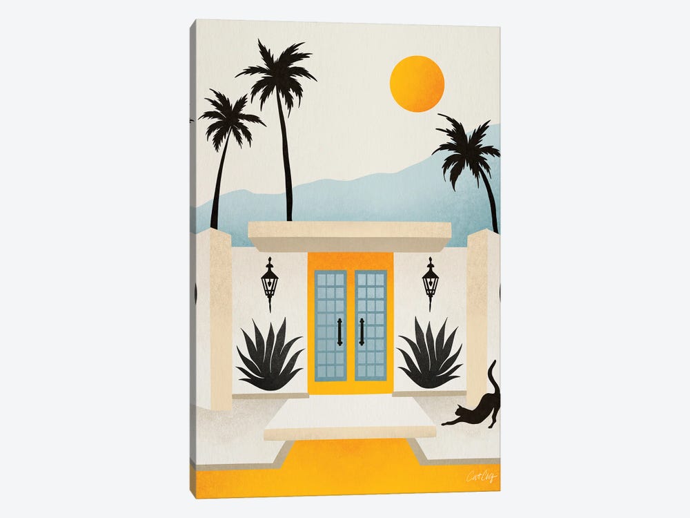Palm Springs Home Yellow & Blue by Cat Coquillette 1-piece Canvas Artwork