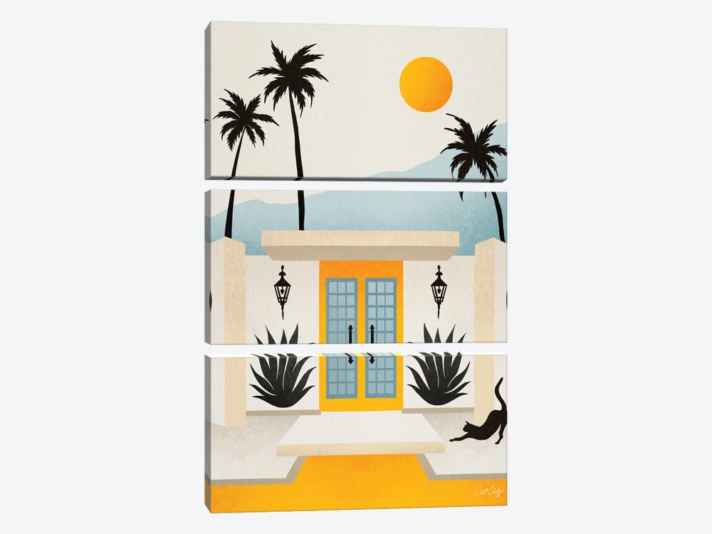 Palm Springs Home Yellow & Blue by Cat Coquillette 3-piece Canvas Art