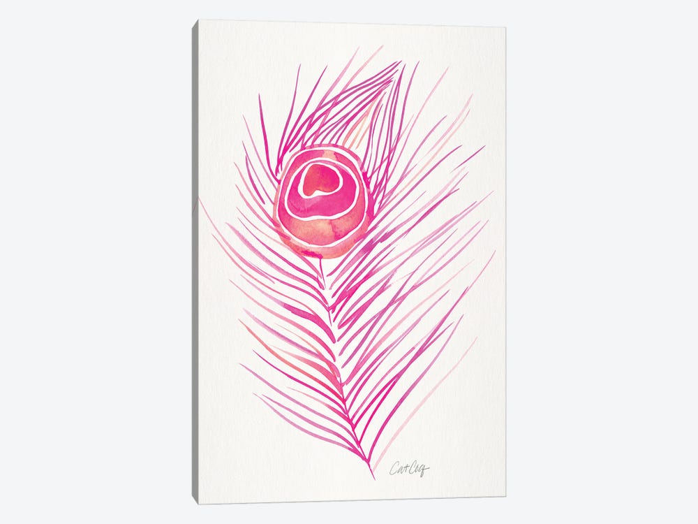 Peacock Feather Pink by Cat Coquillette 1-piece Canvas Wall Art