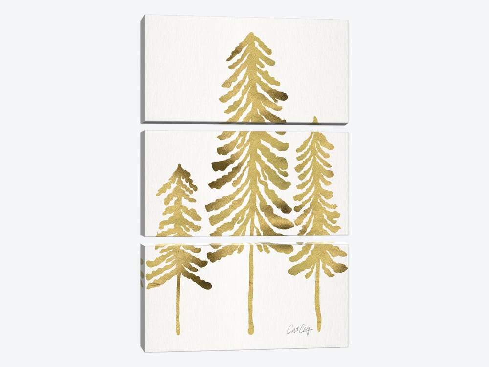 Pine Trees Gold by Cat Coquillette 3-piece Art Print