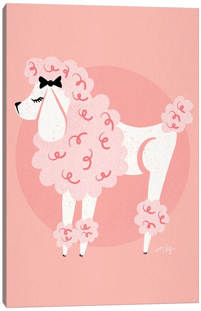 Poodle Puffs Pink Canvas Art Print - Cat Coquillette