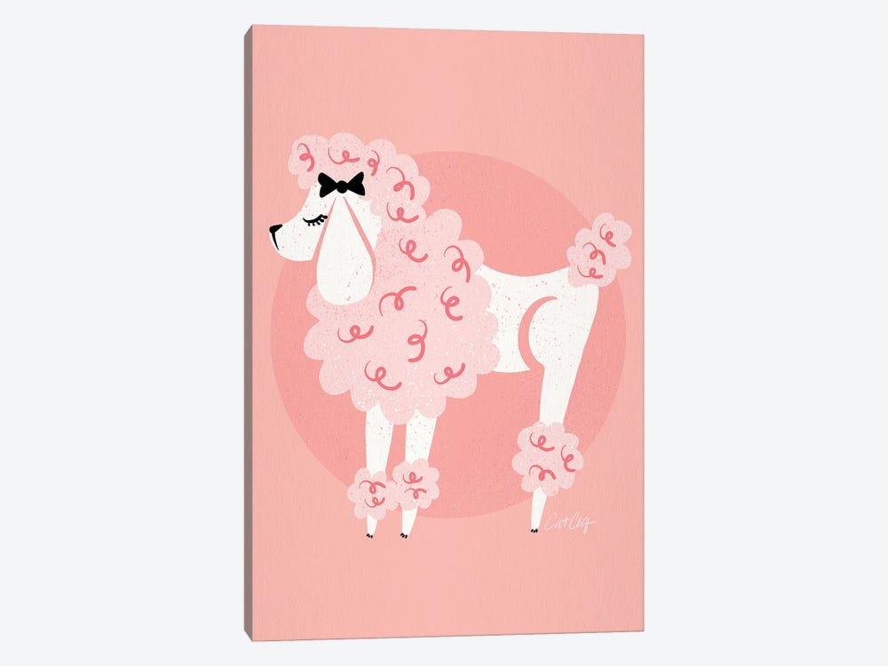 Poodle Puffs Pink by Cat Coquillette 1-piece Canvas Art Print