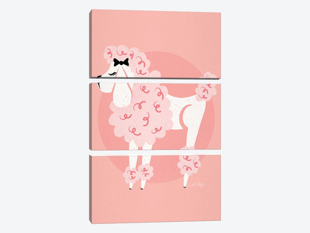 Poodle Puffs Pink by Cat Coquillette 3-piece Art Print