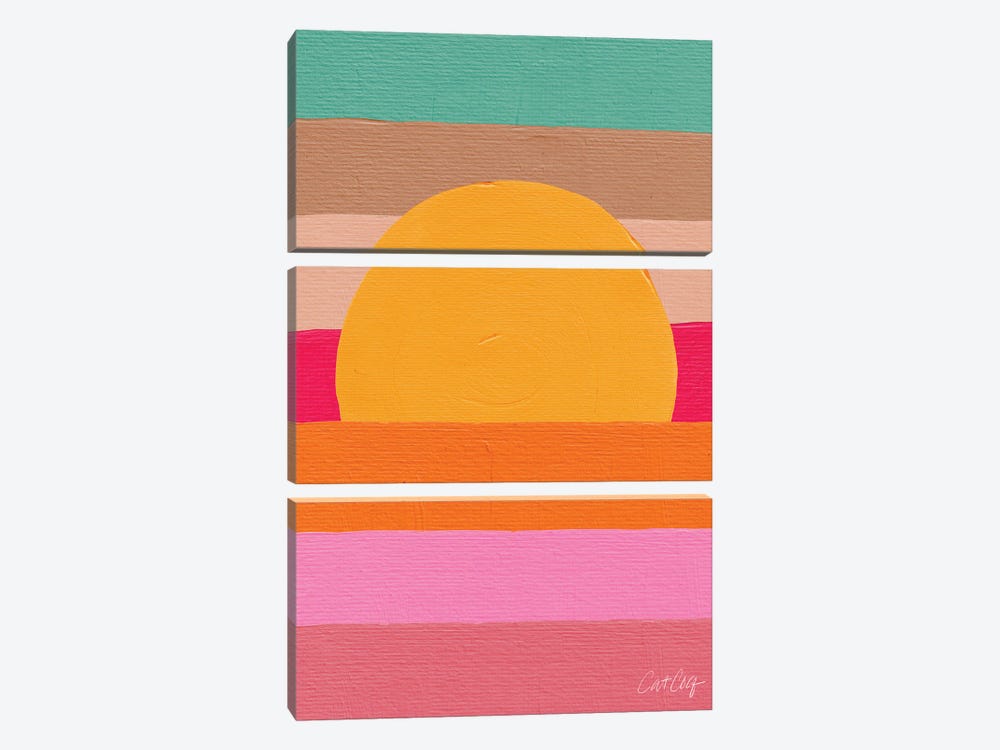 Sunset Waves Magenta by Cat Coquillette 3-piece Art Print