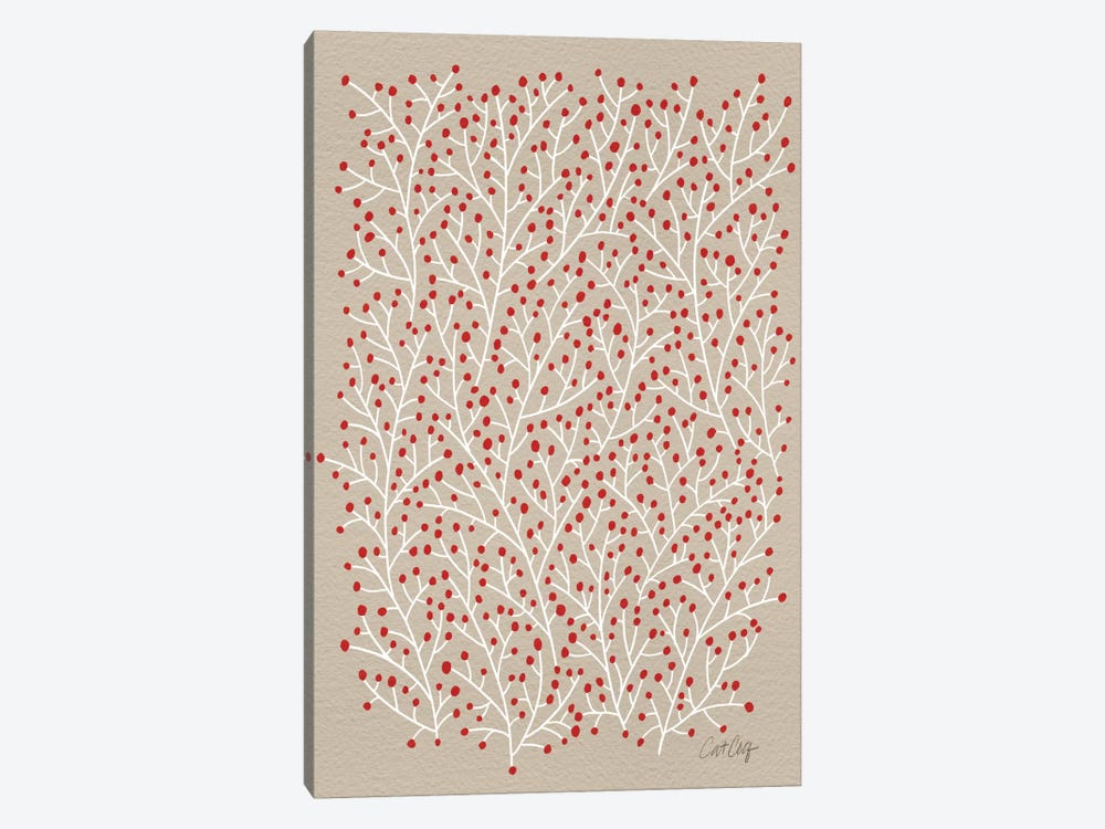 Berry Branches Red Tan by Cat Coquillette 1-piece Canvas Art