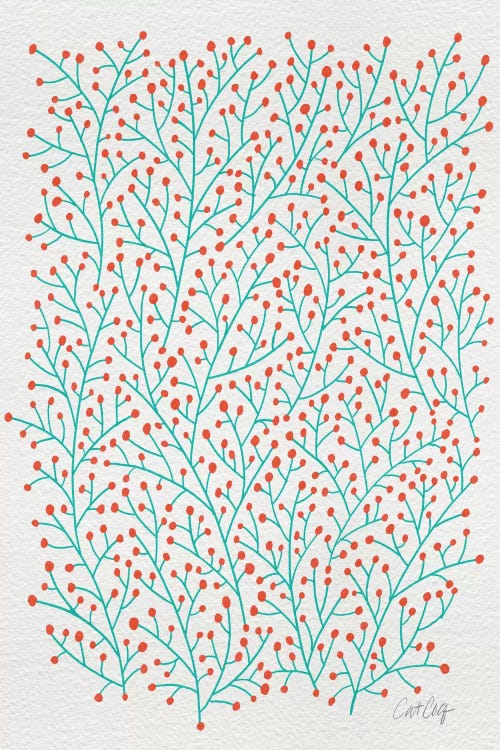 Berry Branches Red Turquoise