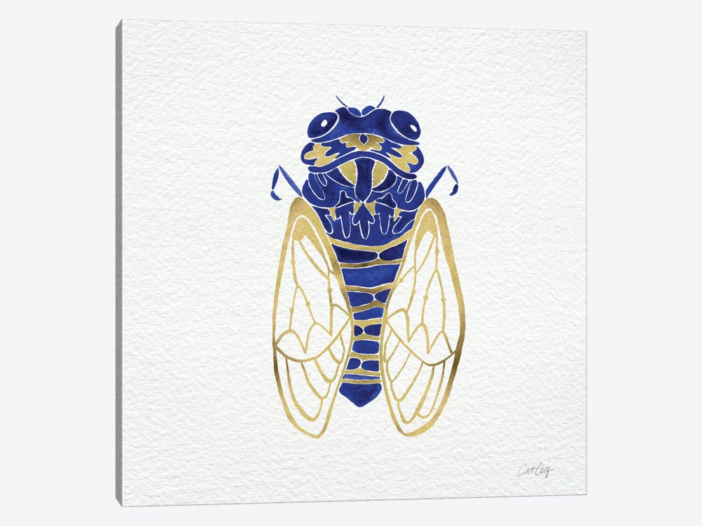 Cicada Gold Navy by Cat Coquillette 1-piece Canvas Print