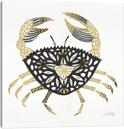 Black Gold Crab Canvas Art Print - Minimalist Kitchen Art