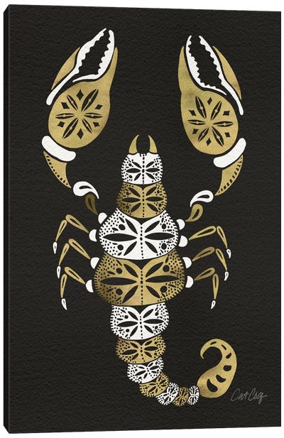 Black Gold Scorpion Canvas Art Print - Scorpion Art