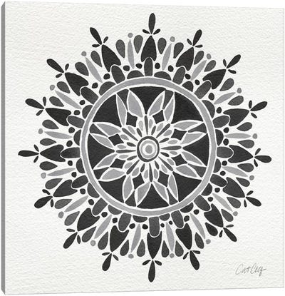 Black Mandala Canvas Art Print - Black & White Patterns