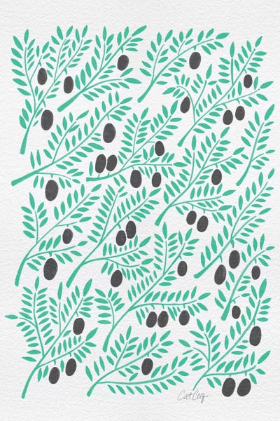 Olive Trees: Black Turquoise Olive Branches by Cat Coquillette