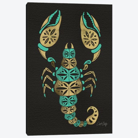 Black Turquoise Scorpion Canvas Print #CCE72} by Cat Coquillette Canvas Art Print