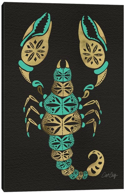 Black Turquoise Scorpion Canvas Art Print