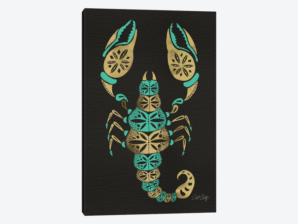 Black Turquoise Scorpion by Cat Coquillette 1-piece Canvas Art