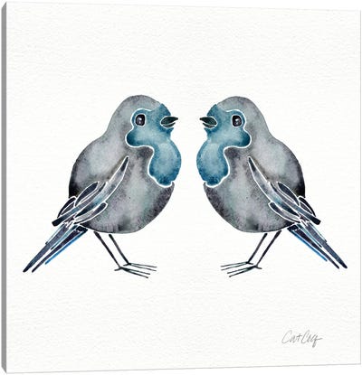 Blue Birds Canvas Art Print - Minimalist Nature